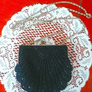 Vintage Black Beaded Evening Bag